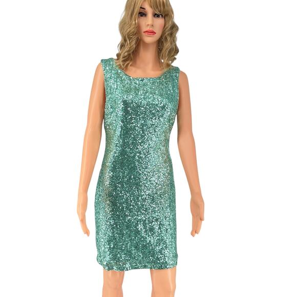 B Darlin Sparkling Teal Backless Dress - Picture 1 of 8